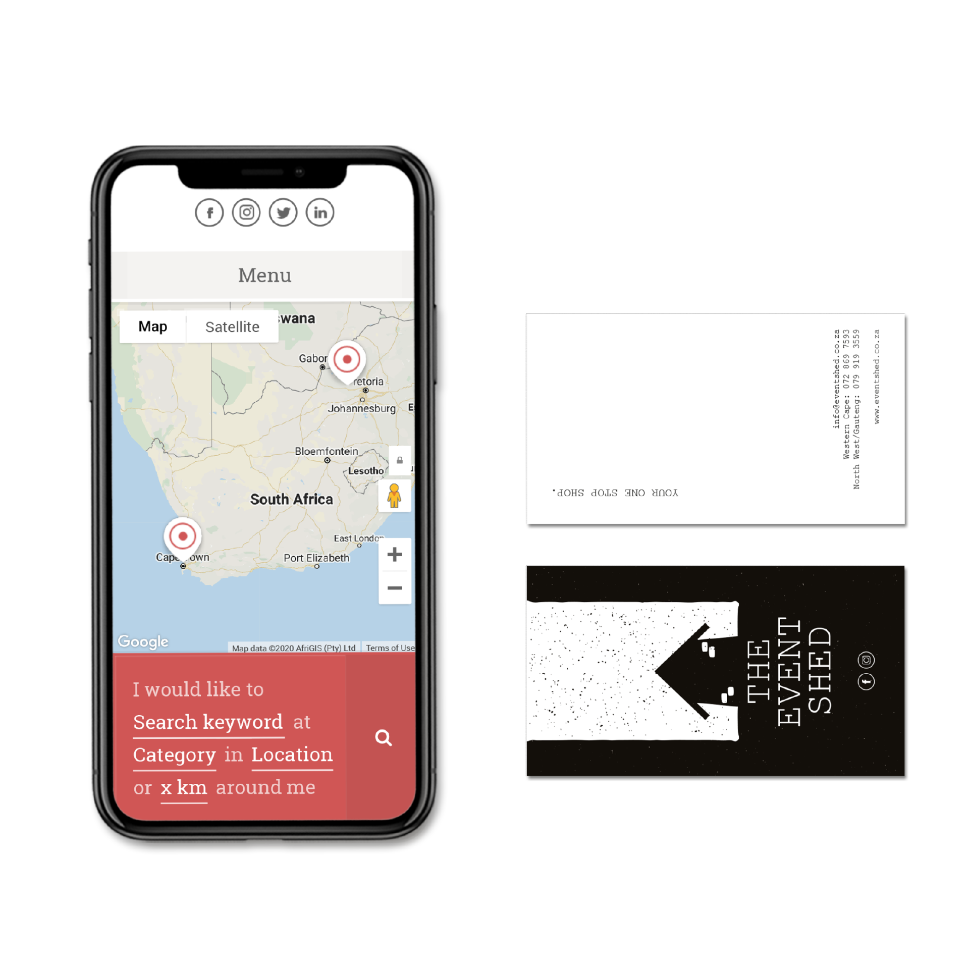 EventShed Mobile Website Design and business card design