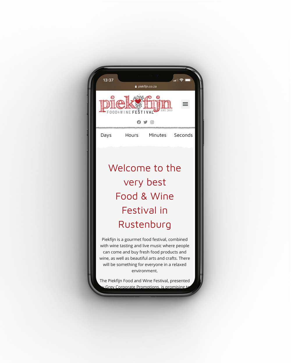 Piekfijn Food and Wine Festival Mobile Website Design