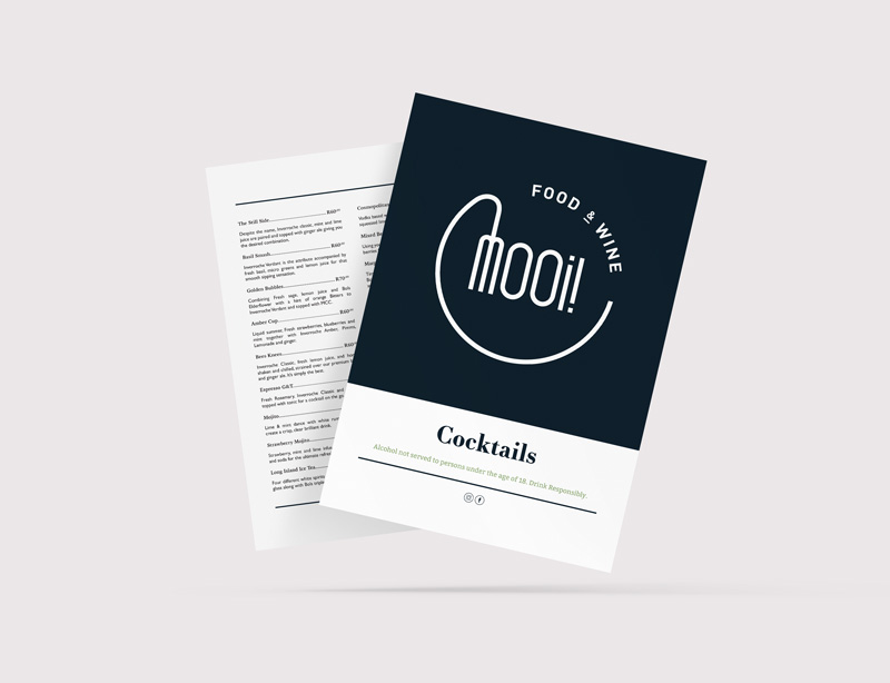 Mooi! Food and Wine - Cocktail Menu Design